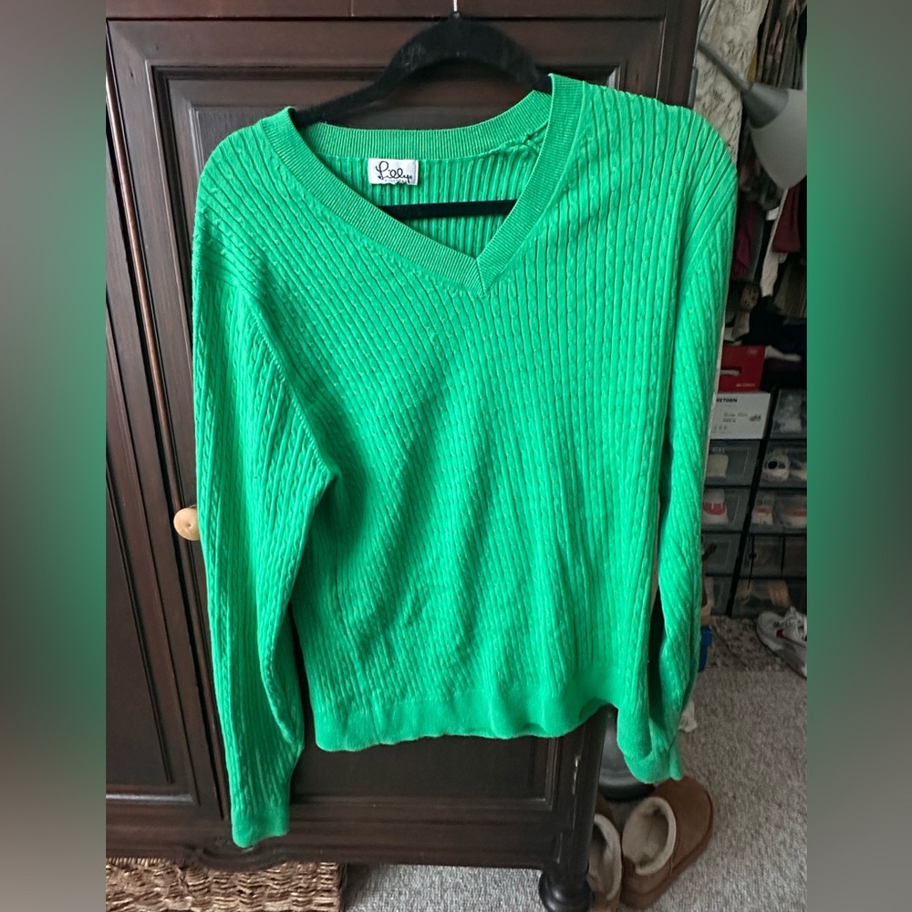 Lilly Pulitzer Vibrant Green V-Neck Sweater